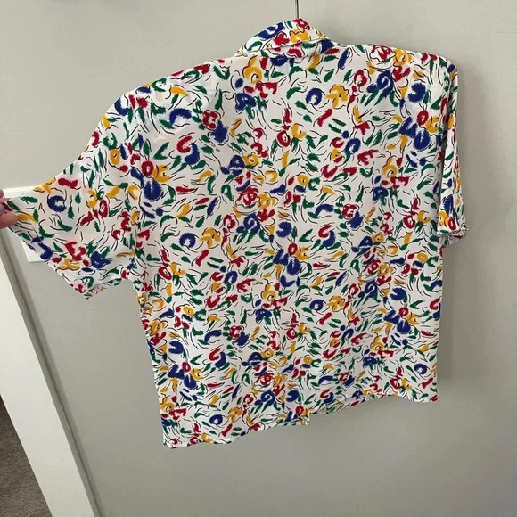 Vintage: Petite Impressions 90s Colorful White Floral Button Up - Size 4 - Picture 12 of 16